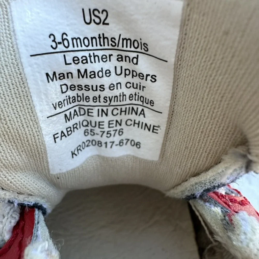 Robeez Sneakers Kids US 2 Grey Red Black Soft Sole Hook Loop‎ first shoes